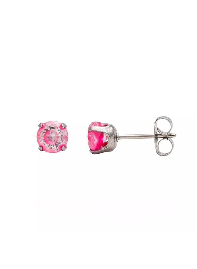Studex 5MM Cubic Zirconia Neon Hot Pink Allergy-Free Stainless Steel Ear Studs - Image 3
