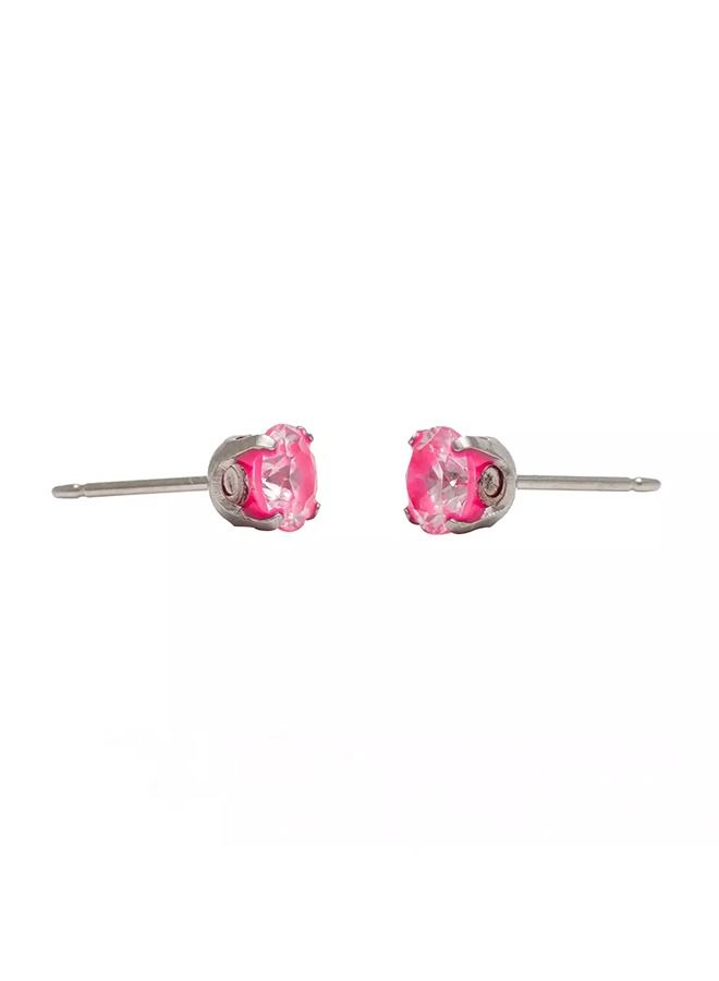 Studex 5MM Cubic Zirconia Neon Hot Pink Allergy-Free Stainless Steel Ear Studs - Image 4
