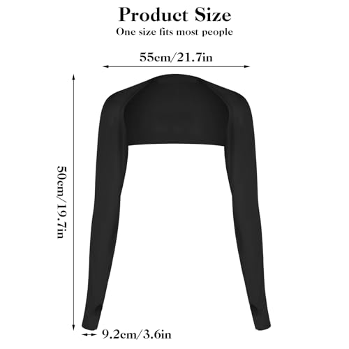 DSLSQD 2 Pack Cooling Shawl Arm Sleeves Sun Sleeves for Women UV Protection Arm Sleeve with Finger Hole for Golfing(Black) - Image 2