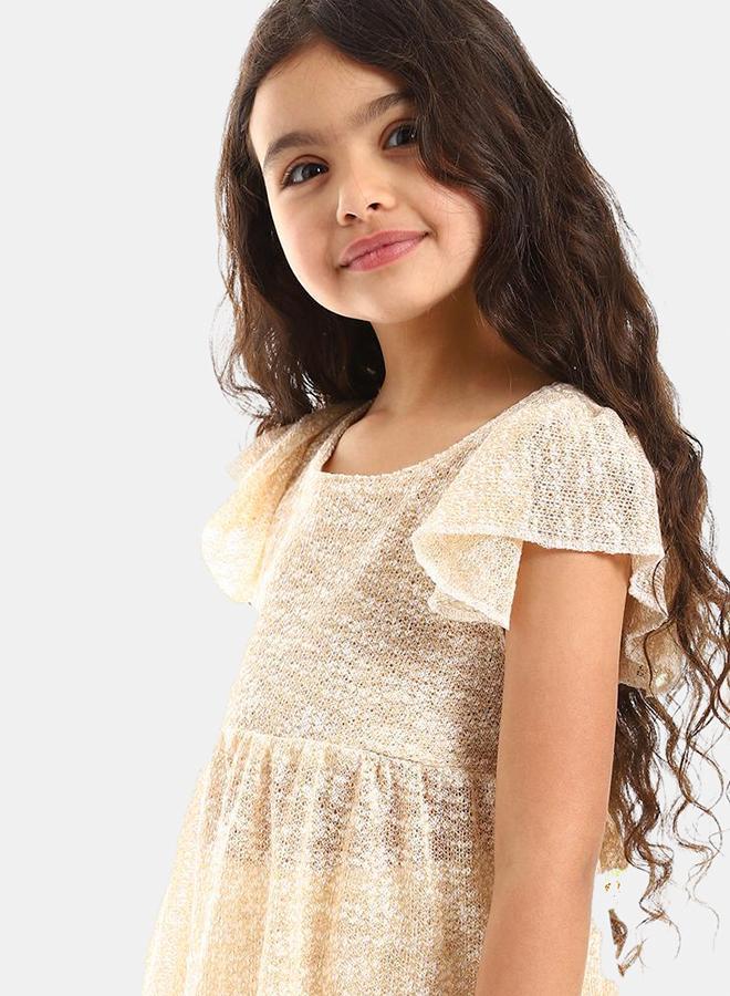 Kady Back Lace Stitched Girls Dress girls beige 14 - Image 4