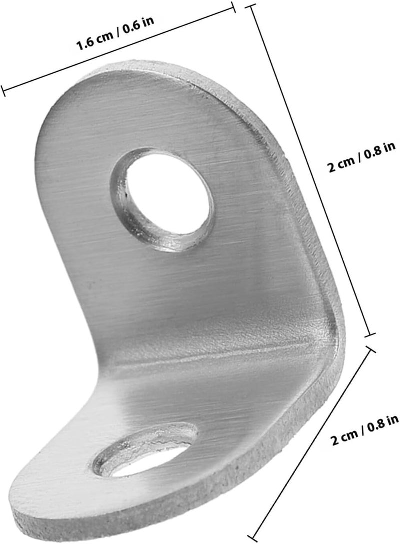 Zerodeko 20pcs 20x20x16mm Thick Stainless Steel L-Shaped Corner Braces Right Angle Gusset Brackets Triangle Support for Wood Furniture Cabinet Shelf Mounting - Image 2