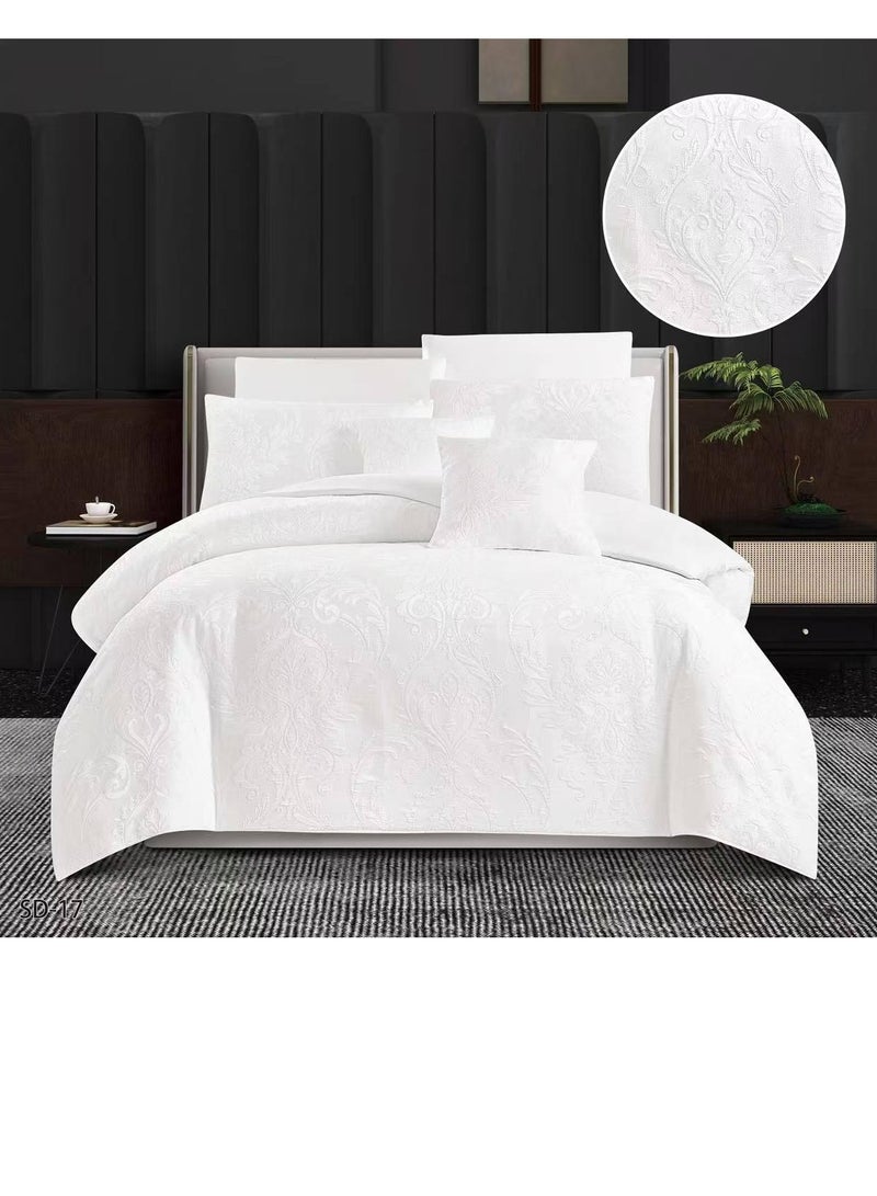 King Size 6-Piece Embroidered Comforter Set – Jacquard Cotton Fabric – Elegant Design – Breathable and Hypoallergenic – 220x240cm