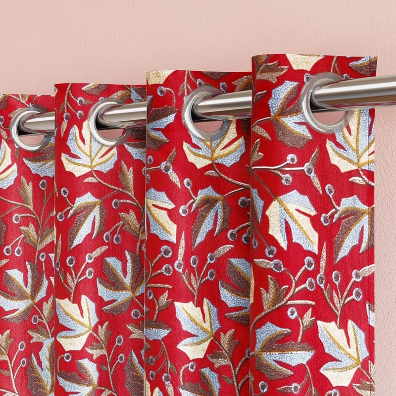 TOPDRAPES ستارة باب قماشية علوية 7 أقدام 2 قطعة لون مارون 7 ل x 367 و أقدام - Image 3