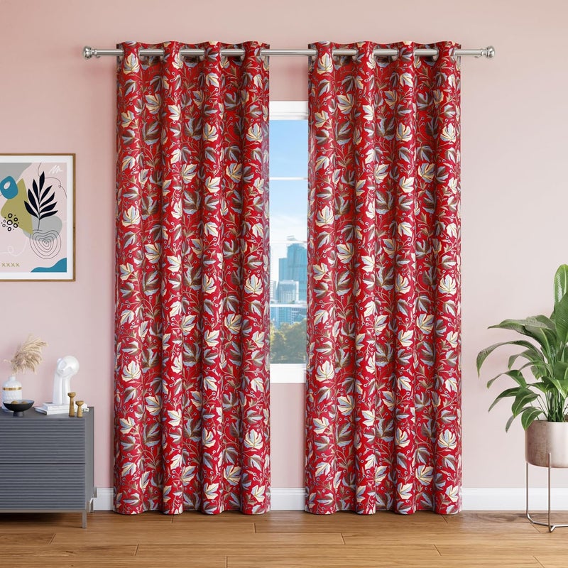 TOPDRAPES ستارة باب قماشية علوية 7 أقدام 2 قطعة لون مارون 7 ل x 367 و أقدام - Image 1