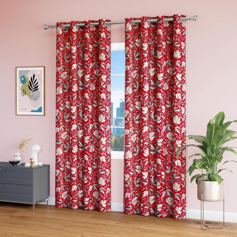 TOPDRAPES ستارة باب قماشية علوية 7 أقدام 2 قطعة لون مارون 7 ل x 367 و أقدام - Image 2
