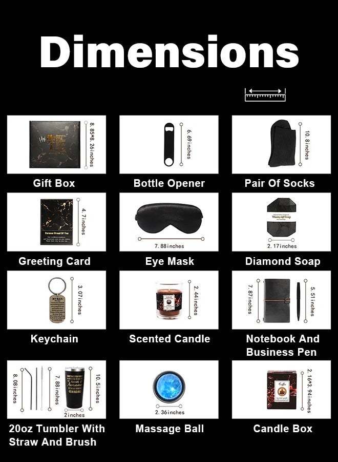 شهقلزس مجموعة هدايا للرجال والنساء 12 قطعة، صندوق هدايا فريد، سلة هدايا لعيد الميلاد والذكرى السنوية وعيد الحب - Image 2