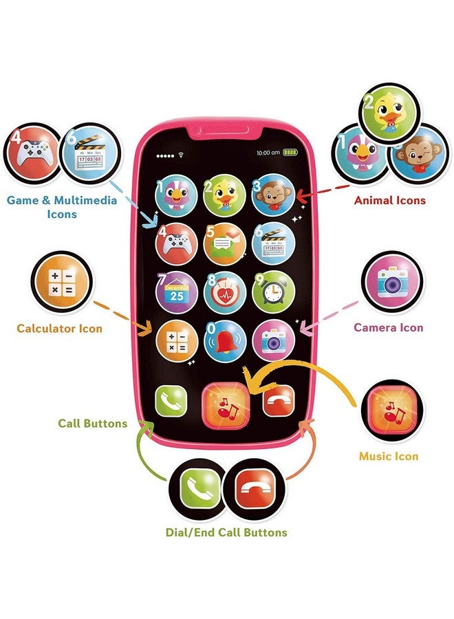 HOLA Toys for 1 Year Old Girl Gifts, 15 Functions Toy Phone Toddler Girl Toys, Learning Baby Toys 12-18 Months, Kids Cell Phone Easter Basket Stuffers - Pink - Image 4