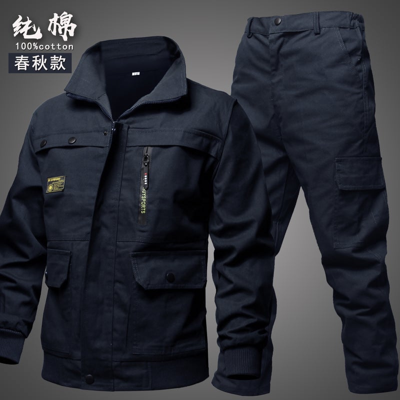 New Cotton Long-Sleeved Work Clothes Suit For Men In Spring And Autum, Welder Camouflage Clothing, Labor Protection Clothing, Wear-Resistant And Anti-Scalding - Image 3