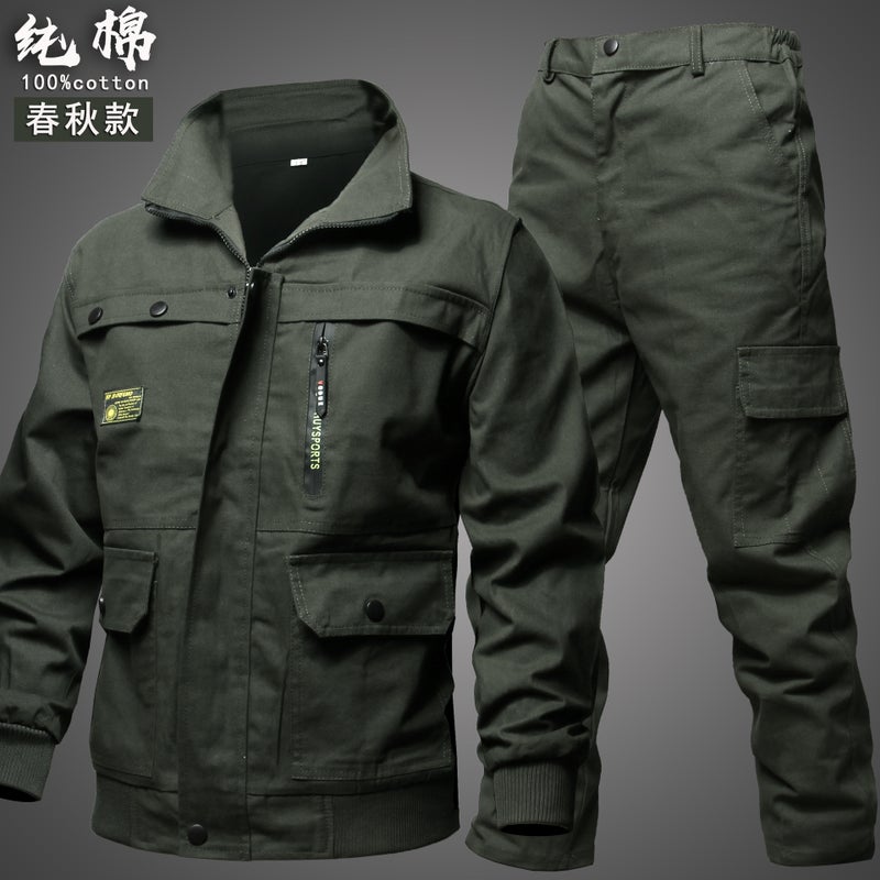New Cotton Long-Sleeved Work Clothes Suit For Men In Spring And Autum, Welder Camouflage Clothing, Labor Protection Clothing, Wear-Resistant And Anti-Scalding - Image 2