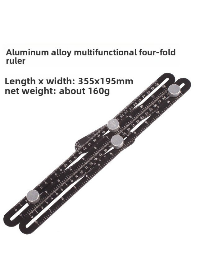 Stainless Steel Four-fold Angle Ruler Multi-function Four-angle Ruler Aluminum Alloy Woodworking Folding Ruler Special-shaped Tile Ruler 