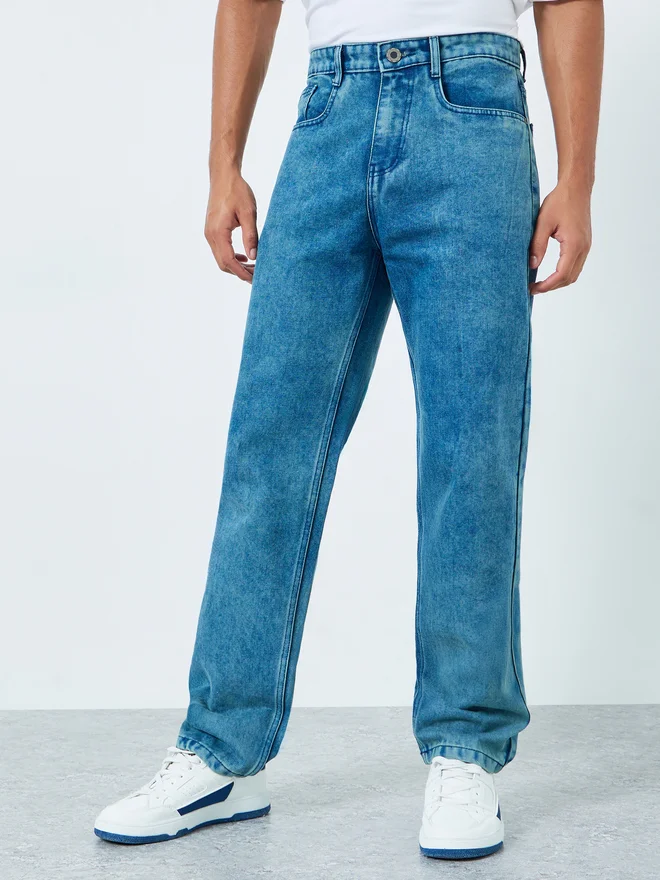ستايلي Styli Men Relaxed Fit Tinted Clean Jeans