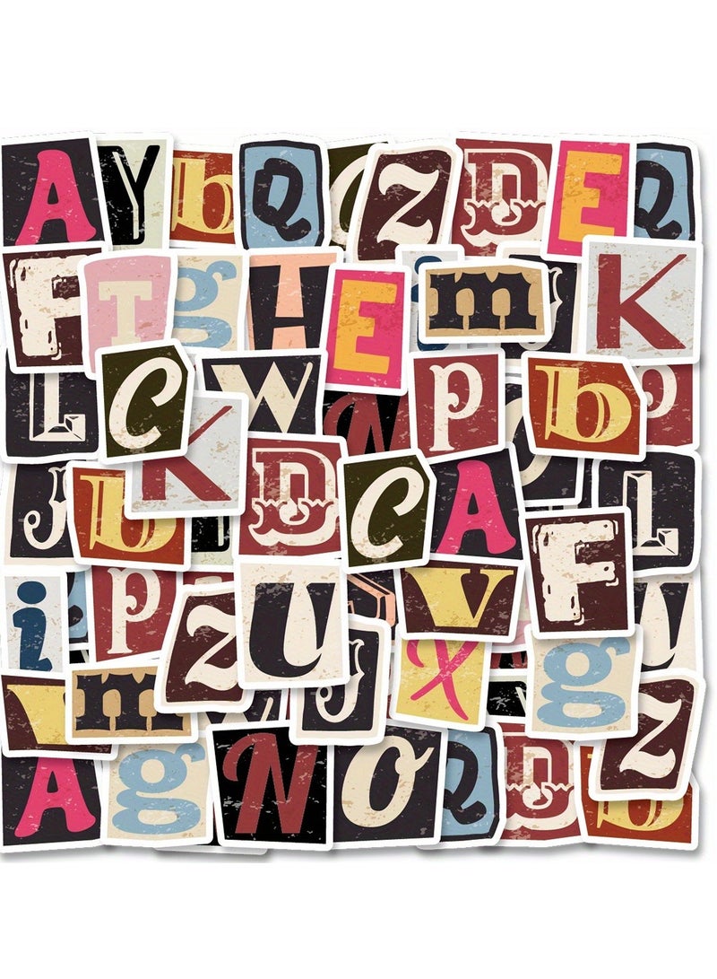 52pcs Letter Stickers for Crafts Journaling, Creative Alphabet, Self-Adhesive Washi Capital Letters Stickers, Scrapbook Letter ABC Stickers for Scrapbooks,Wall decoration stickers  - Image 2