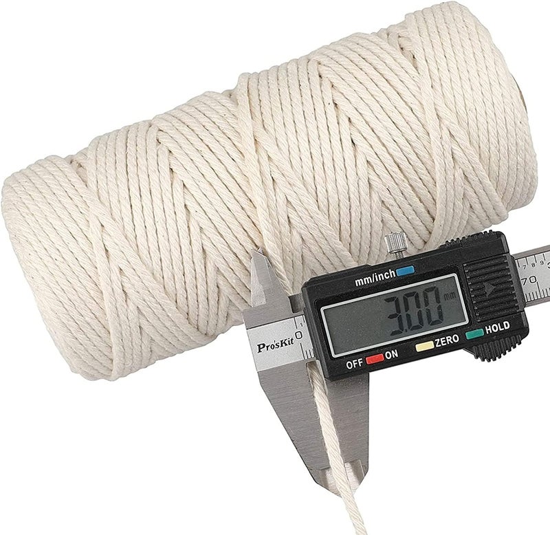 NEWZON Compatible for Macrame Cord 3mm x 200 Meters Soft Cotton Rope Craft RopeYarn for Plant Hanger Wall Hanger Dreamcatcher OffWhite - Image 2