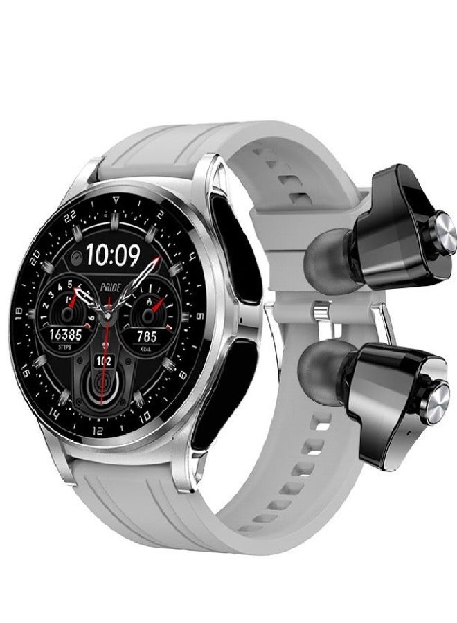 AROAQ GT66 Smart Watch with Wireless Earbuds – 1.39" HD Round Display, Silicone Strap, Heart Rate & SpO2 Tracking, Sleep Monitor, 100+ Sport Modes, Bluetooth Calls, Fitness Tracker , Gray - Image 1