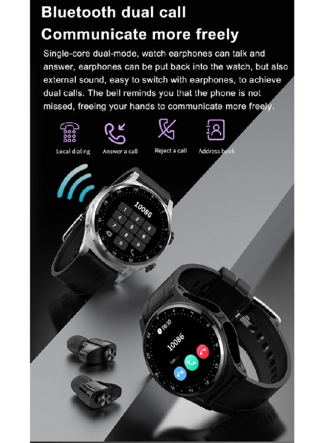 AROAQ GT66 Smart Watch with Wireless Earbuds – 1.39" HD Round Display, Silicone Strap, Heart Rate & SpO2 Tracking, Sleep Monitor, 100+ Sport Modes, Bluetooth Calls, Fitness Tracker , Gray - Image 5