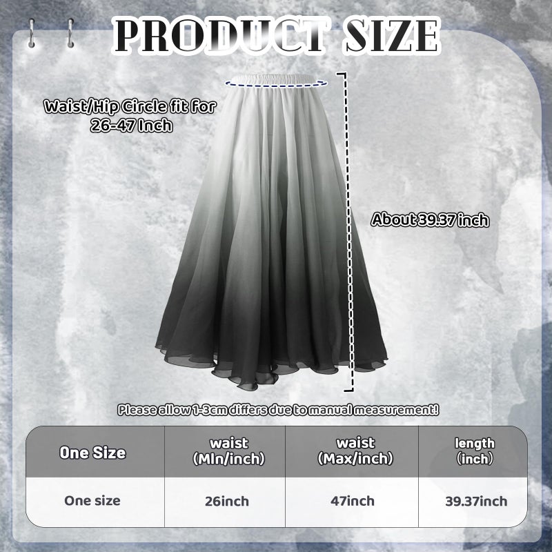 Baisdan Belly Dance Skirt for Women, Dancing Skirt Belly Dancer Outfit, Flowy Long Gypsy Skirts, Halloween Costume Gift (One Size, White Black) - Image 3
