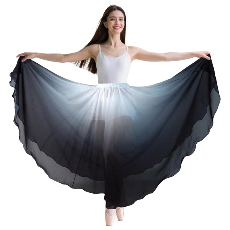 Baisdan Belly Dance Skirt for Women, Dancing Skirt Belly Dancer Outfit, Flowy Long Gypsy Skirts, Halloween Costume Gift (One Size, White Black) - Image 1