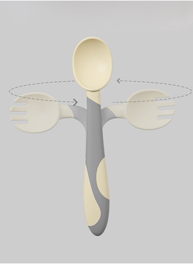 kiddoz Twisted Fork Spoon - Yellow - Box  - Image 3