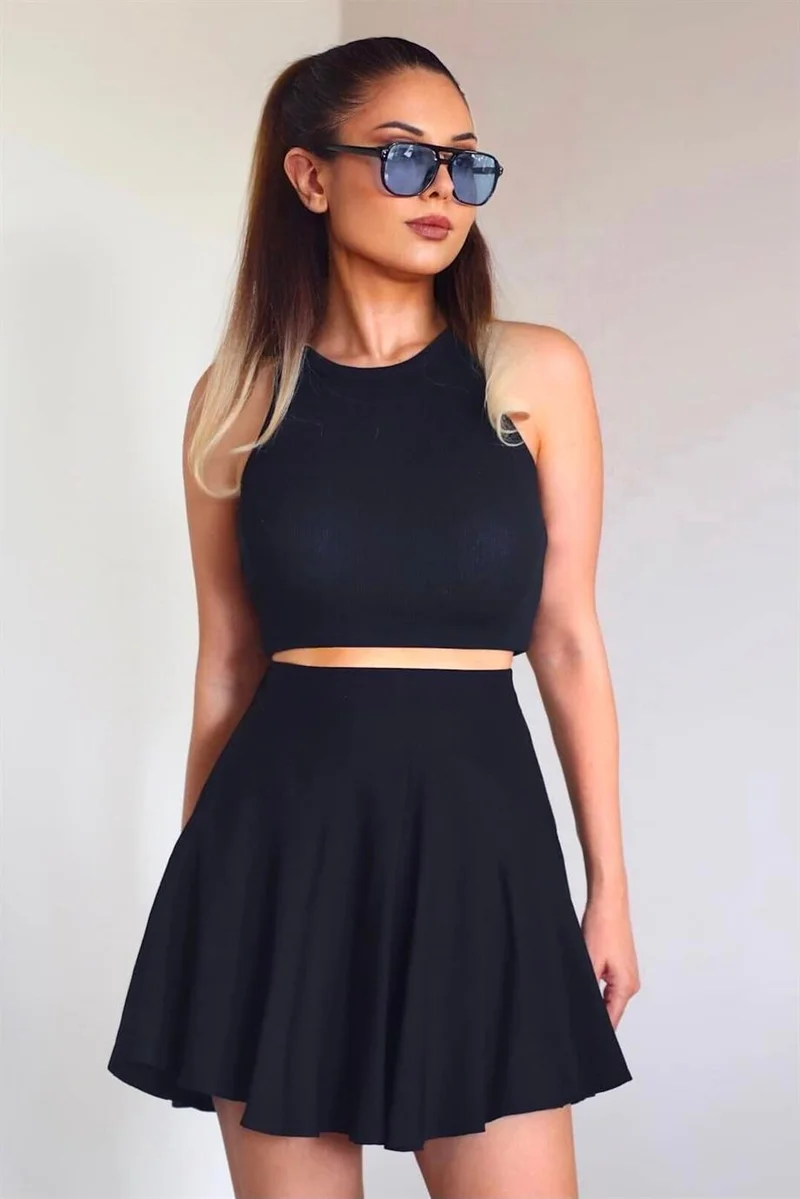 Ritnice Women's Underwear Shorts Viscose Black Summer Flounce Short Skirt