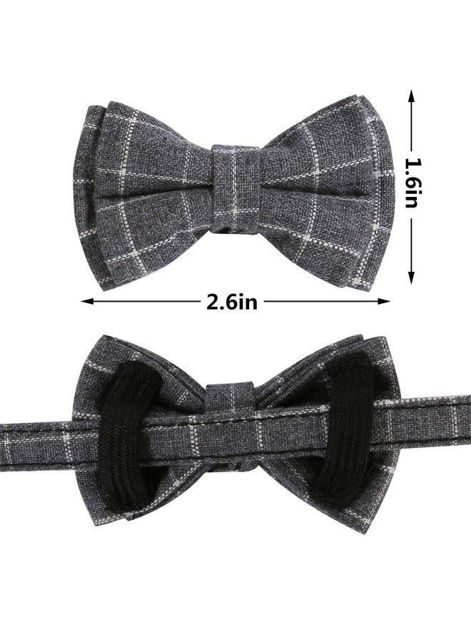2 Pack Breakaway Cat Collar With Bell And Bow Tie Plaid Kitten Collar For Cats And Small Dogs Pets Adjustable From 811In, Black And Grey - Image 4