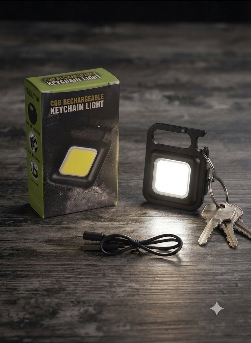 مصباح يدوي LED صغير متعدد الوظائف مع شحن USB، حلقة مفاتيح، فتاحة زجاجات، وقاعدة مغناطيسية - Image 1