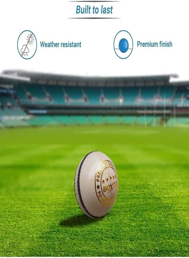 BOXCO Hand Made Four Piece Cricket Leather Ball for Club, T20, One Day, Test Cricket Matches (Pack of 6) (Power Natural) - Image 3