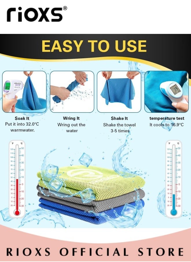 RIOXS - 6 Pack Cooling Towels for Neck and Face Microfiber Soft Breathable Cooling Towels Instant Cooling Relief Towel for Workout Yoga Golf Gym Camping Running - Image 1