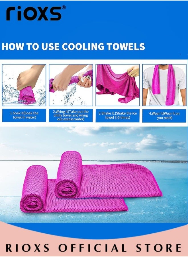 RIOXS - 6 Pack Cooling Towels for Neck and Face Microfiber Soft Breathable Cooling Towels Instant Cooling Relief Towel for Workout Yoga Golf Gym Camping Running - Image 1