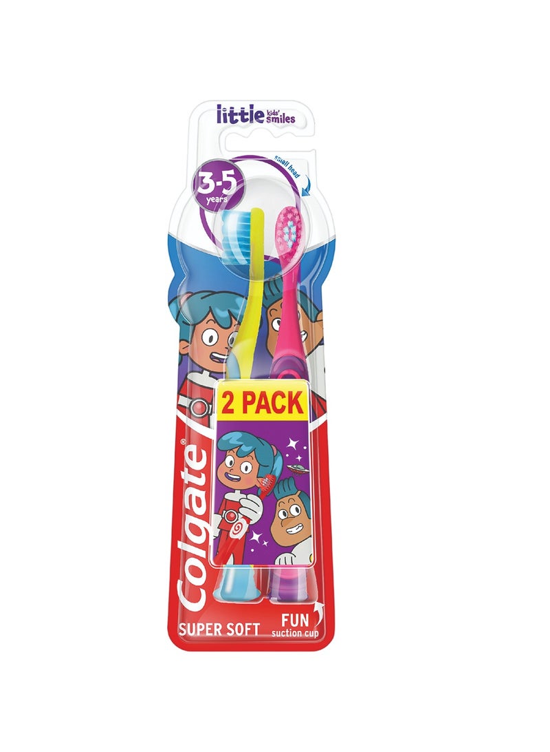 Colgate فرشاة أسنان ناعمة للأطفال الصغار 3-5 سنوات عبوة من 2 - Image 1