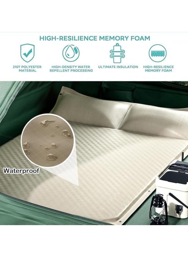 VUCATIN وسادة نوم ذاتية النفخ مع وسادة، وسادة تخييم خفيفة الوزن للتخييم، لا تحتاج إلى مضخة هواء، وسادة مرتبة معزولة للتخييم لمدة 20 ثانية للتخييم/السفر/السيارة/الخيمة (مزدوجة/سميكة) - Image 5