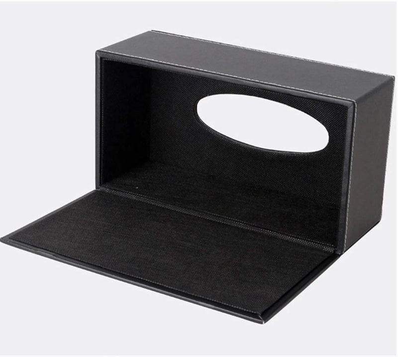 RHCSZ High-end Fashion PU Leather Tissue Box Holder Black with lid, Rectangular Napkin Facial Tissues Holder Dispenser,Home Office Car Tissue Box Cover Decorative Container with Magnetic Bottom (Black) - Image 5