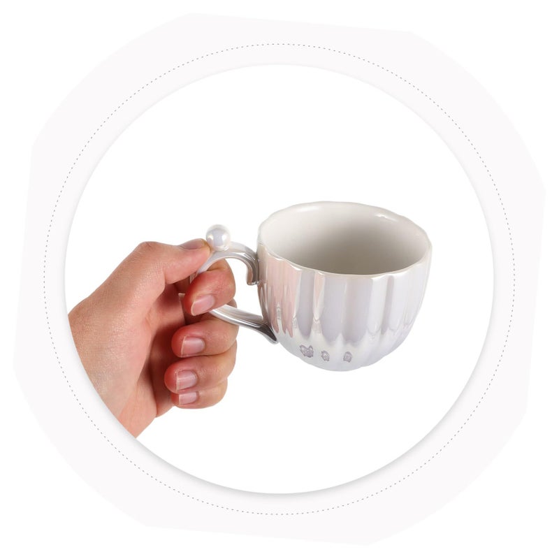 Gradient Purple Ceramic Coffee Cup and Saucer Set with Pearl Shell Design - Image 5