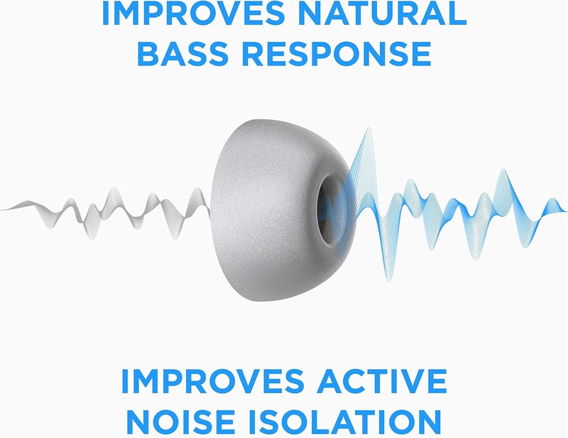 AutoLine Pro رؤوس رغوة الذاكرة Foam Masters لسماعات AirPods الجيل الأول والثاني | مريحة | آمنة | عزل ضوضاء أفضل | رؤوس بديلة إصدار 3.0 (متوسطة - 3 أزواج، رمادي) - Image 5
