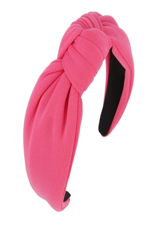 ACO-UINT Hot Pink Headbands for Women Knotted Headbands, Large Head Bands for Women's Hair Wide Head Bands, Thick HeadBand Womens Fashion Headband Hair Accessories for Women - Image 1