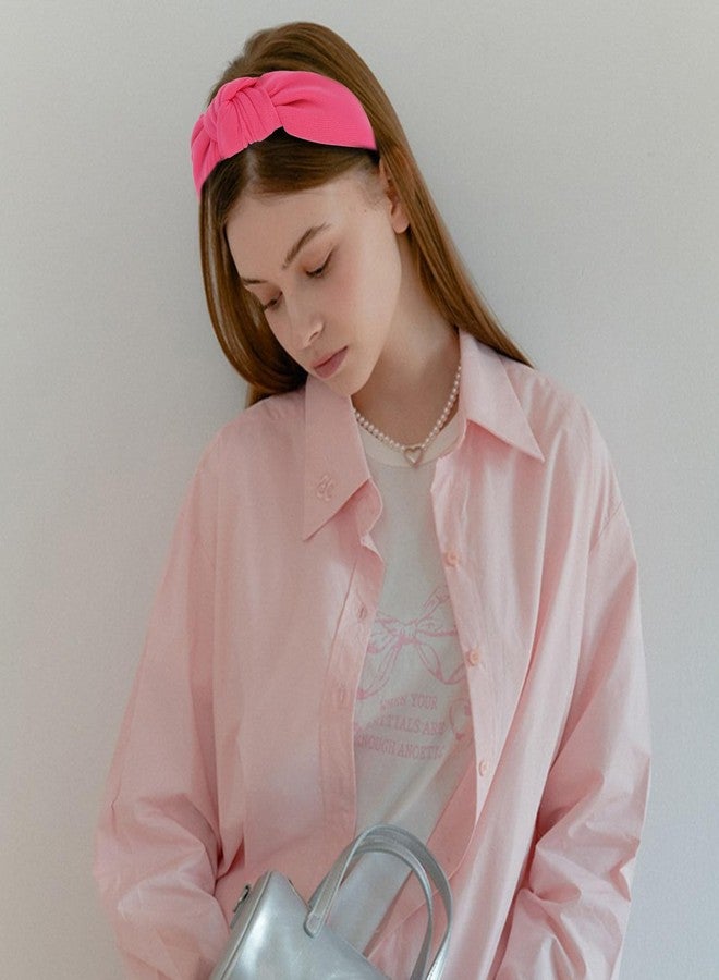 ACO-UINT Hot Pink Headbands for Women Knotted Headbands, Large Head Bands for Women's Hair Wide Head Bands, Thick HeadBand Womens Fashion Headband Hair Accessories for Women - Image 4