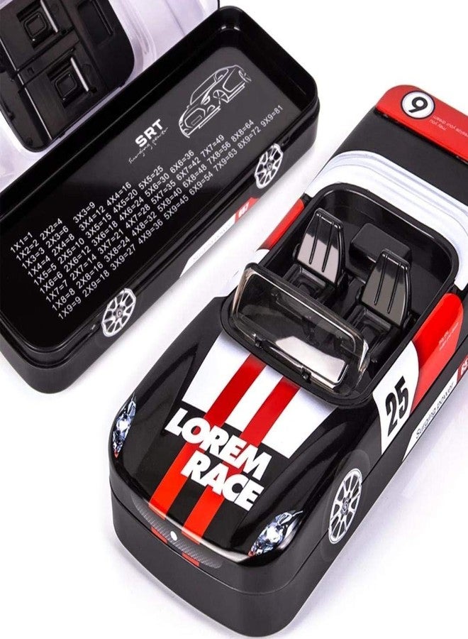 SILLYME Metal Car Shaped Pencil Box case with Wheels & Movable car Seats (Black) | Pencil Box for Boys - Image 1