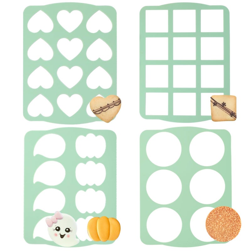 QELEG 4Pcs Cookie Molds Chocolate Chablon Cookies Stencil Mold Set for Cake Decoration QLG116120HBGJ23932396