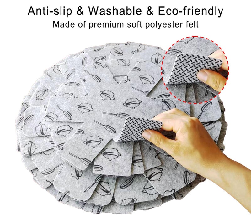 VANWYCHEN Pot and Pan Protectors 12 Pcs (10" 14" 15"), Pan Protectors for Stacking, Pots and Pans Dividers, Avoid Scratching Cookware Protectors - Image 4