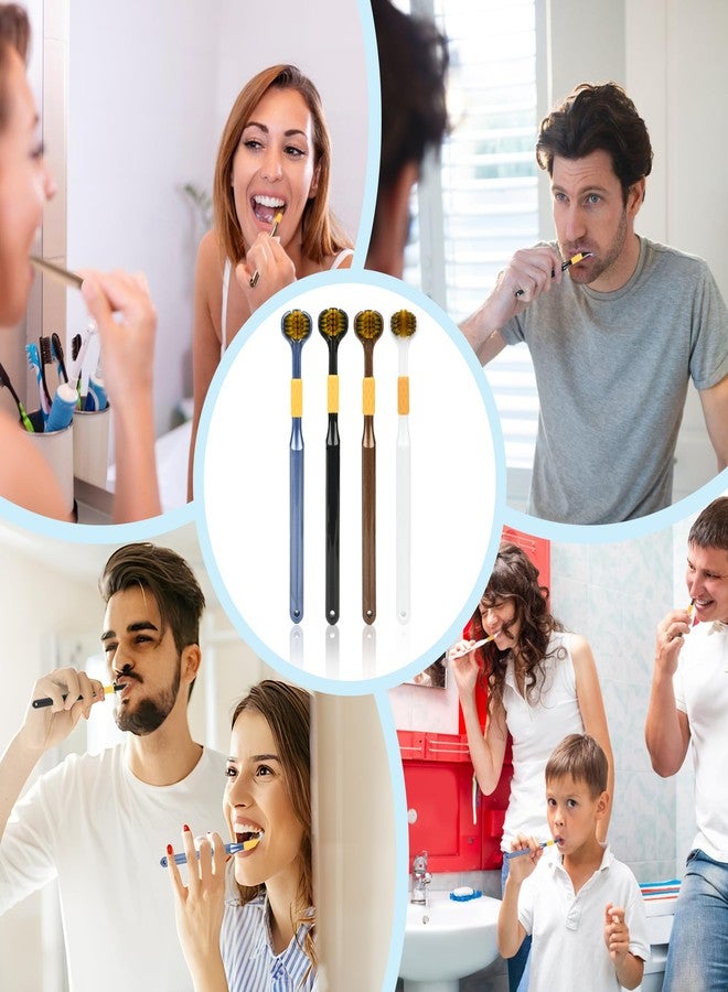 Lnncdsc 4-Piece Set of 3-Sided toothbrushes Adults, Extra Soft toothbrushes for Adults, Medium Toothbrush for Comprehensive Care of Teeth and Gums. - Image 3
