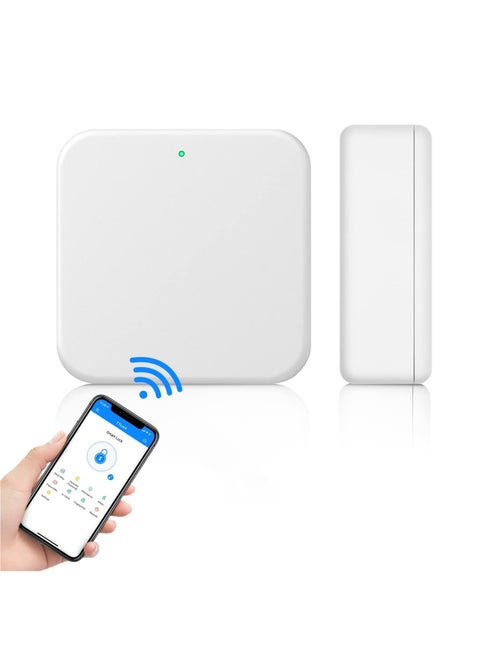 Smart Wi-Fi Gateway G2 Hub for Keyless Entry Remote Control Manage Bluetooth Deadbolt Door Lock with TT Lock Devices App Bridge Work with Alexa Google Home for Voice Control (White)
