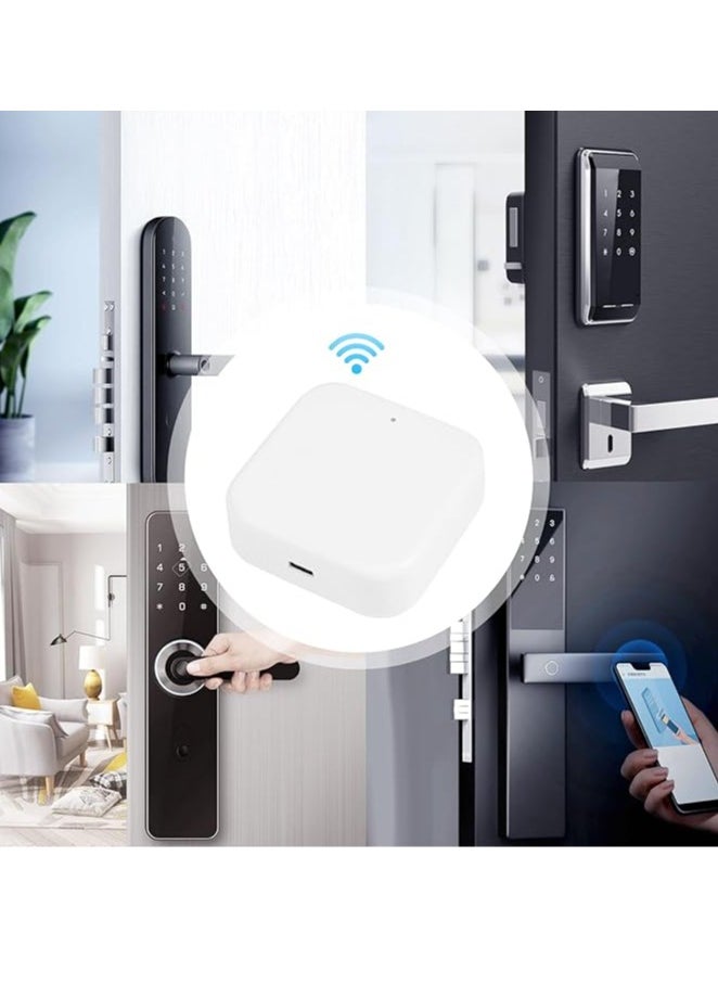 Smart Wi-Fi Gateway G2 Hub for Keyless Entry Remote Control Manage Bluetooth Deadbolt Door Lock with TT Lock Devices App Bridge Work with Alexa Google Home for Voice Control (White)
