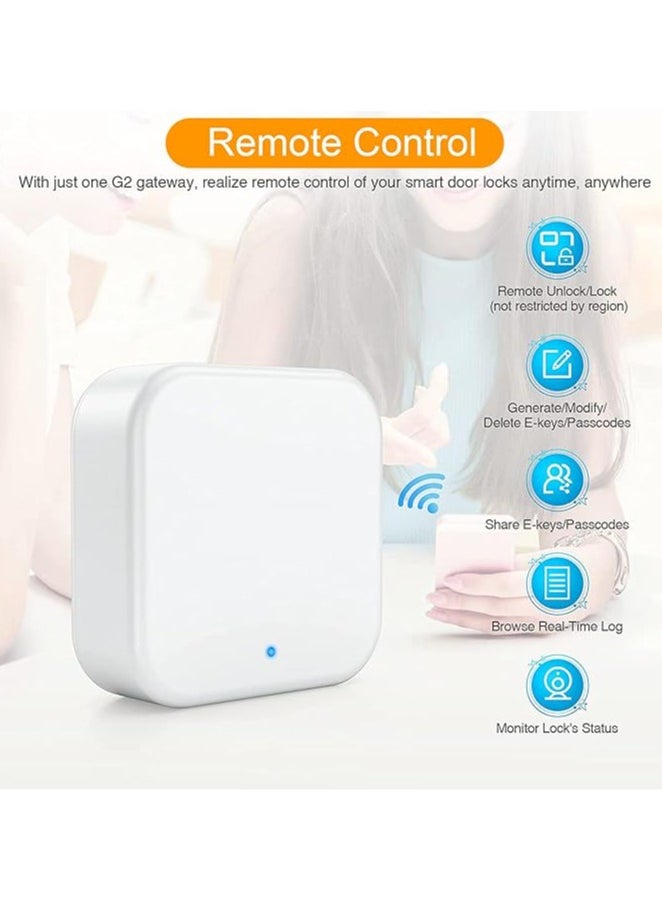 Smart Wi-Fi Gateway G2 Hub for Keyless Entry Remote Control Manage Bluetooth Deadbolt Door Lock with TT Lock Devices App Bridge Work with Alexa Google Home for Voice Control (White)