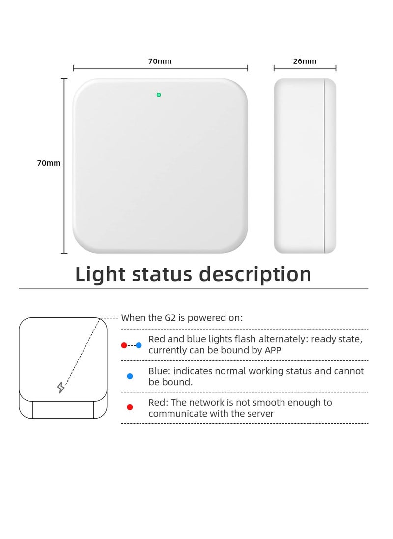 Smart Wi-Fi Gateway G2 Hub for Keyless Entry Remote Control Manage Bluetooth Deadbolt Door Lock with TT Lock Devices App Bridge Work with Alexa Google Home for Voice Control (White)
