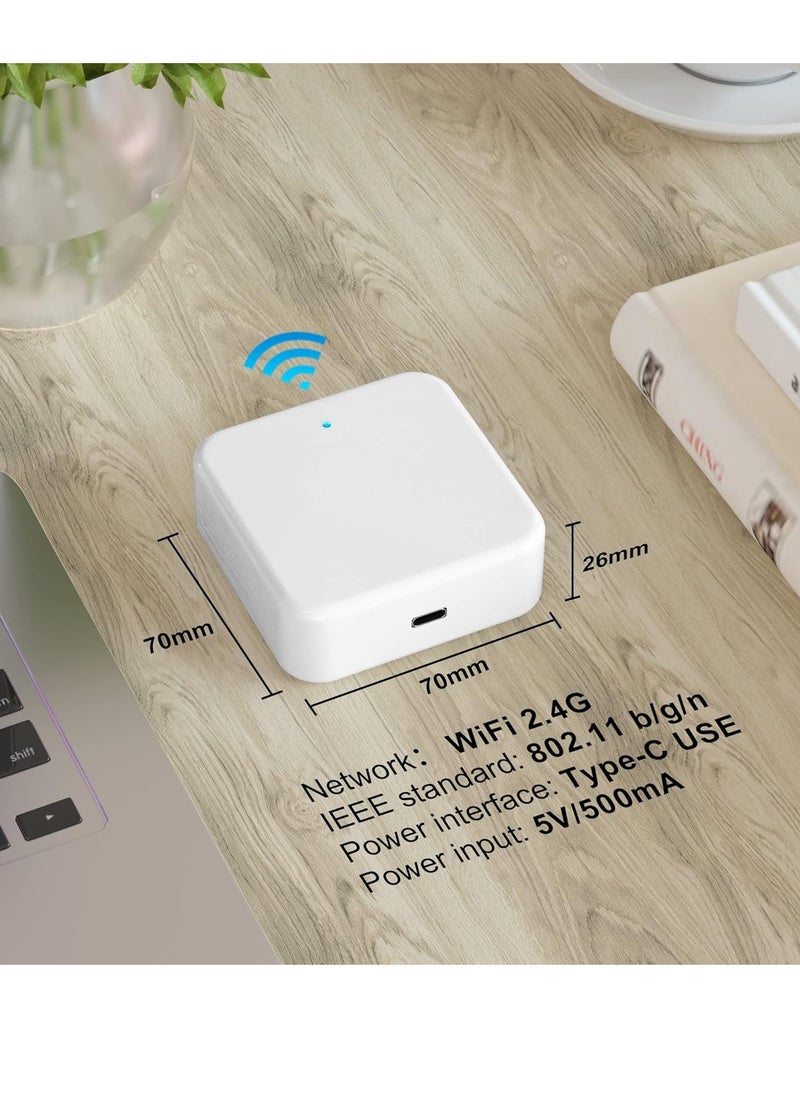 Smart Wi-Fi Gateway G2 Hub for Keyless Entry Remote Control Manage Bluetooth Deadbolt Door Lock with TT Lock Devices App Bridge Work with Alexa Google Home for Voice Control (White)
