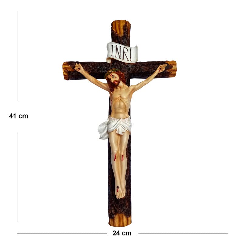 Newven 16 Inch Holy Cross Showpiece Idol Catholic Wall Decorative Christian Statues Figurine For Home Decor Craft Gifts For House Warming For Living Room - Image 2