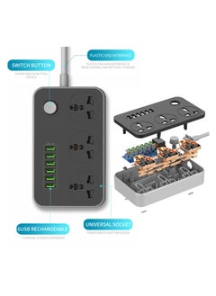 Generic Power Strip with USB Ports，Universal Flat Plug，Power Socket with 6 Quick USB Port (5V 3.4A 17W) & 3 Outlets，6.5ft Heavy Duty Extension Cord  - Image 2