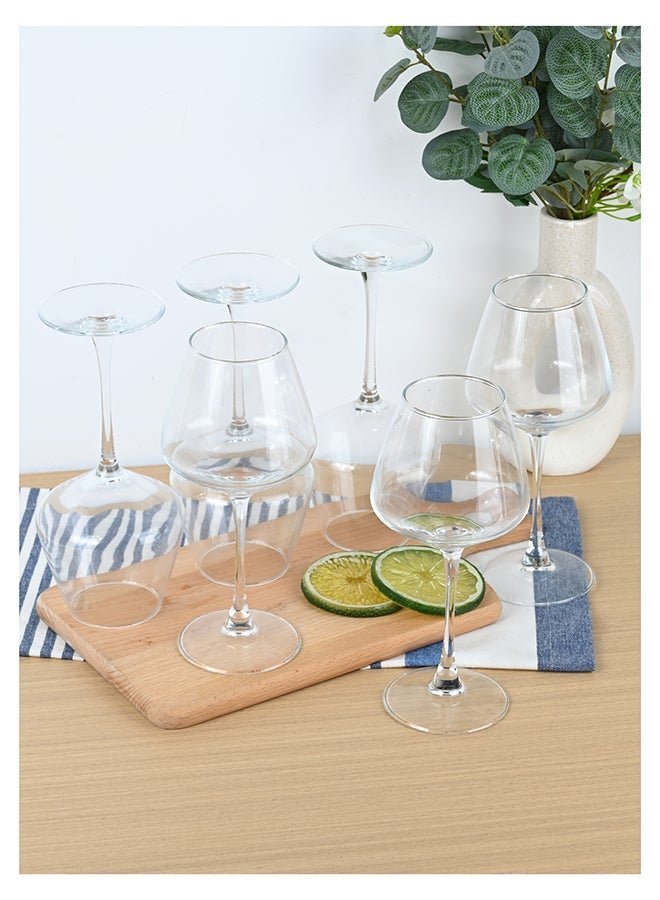 Ollieroo Wine Glasses Set of 6, 440ml Wine Glass with Stem, Perfect for Home, Restaurant, Dishwasher Safe, Lead-free, Clear, Durable Glassware - Image 1