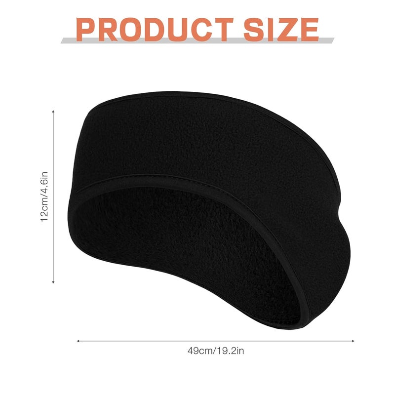 Komake Ear Warmers Headband, KOMAKE 2 Pack Earmuff Headband Fleece Earmuffs Running Headband Winter Ear Covers Moisture Wicking Sweatband Ski Sport Headband For Men & Women (Black+Gray) - Image 2