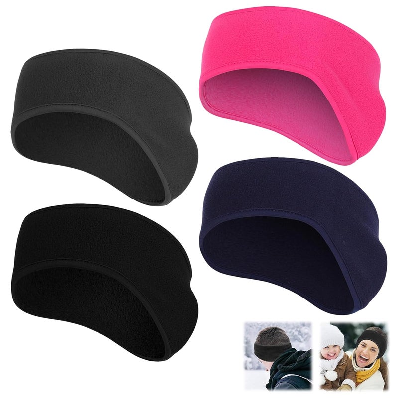 Komake Ear Warmers Headband, KOMAKE 2 Pack Earmuff Headband Fleece Earmuffs Running Headband Winter Ear Covers Moisture Wicking Sweatband Ski Sport Headband For Men & Women (Black+Gray) - Image 1