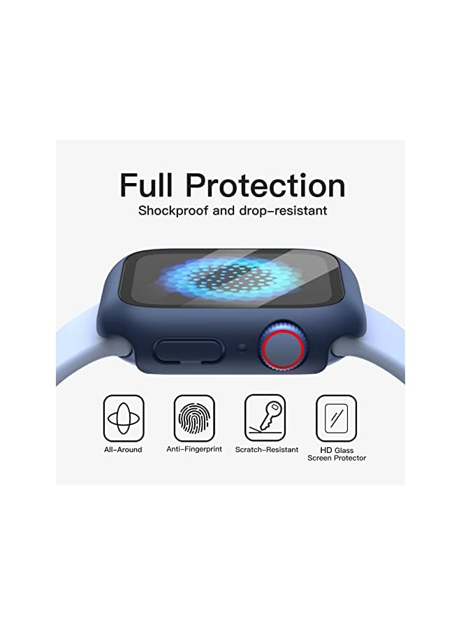 Jetech Case with Screen Protector Compatible with Apple Watch SE (2022/2020) /Series 6 5 4 44mm, Overall Protective Cover, Built-in Tempered Glass Film High Sensitivity, 2 Pack (Blue) - Image 5